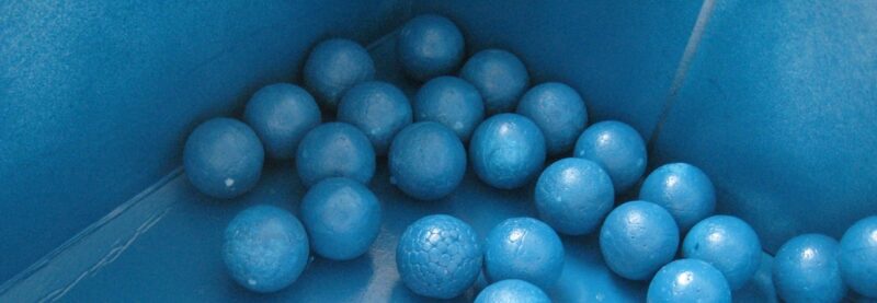 sparkling blue styrofoam balls