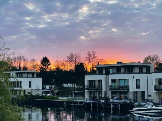 vacation at home sunset view over the lake