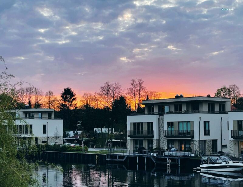 vacation at home sunset view over the lake